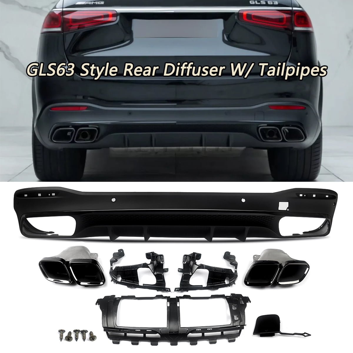 X167 Rear Tvs For Mercedes-Benz X167 AMG-Line GLS63 Style Rear Bumper Diffuser ...