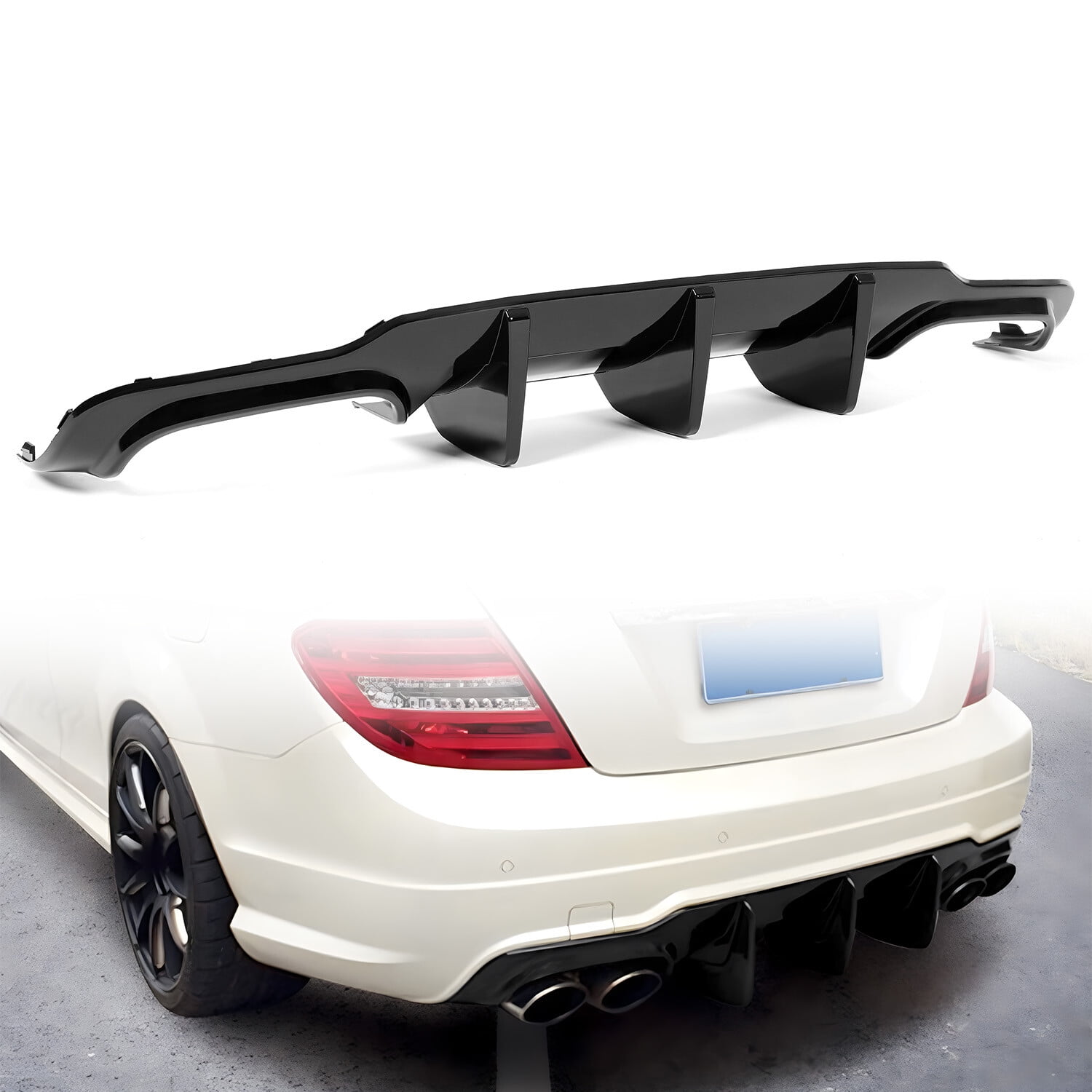 For Mercedes W204 C250 C300 C350 C63 2012-14 Gloss Black ABS Rear ...