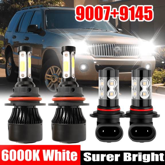 For Mercury Mountaineer 2002 2003 2004 2005 2006 LED Headlight + Fog Light Bulbs
