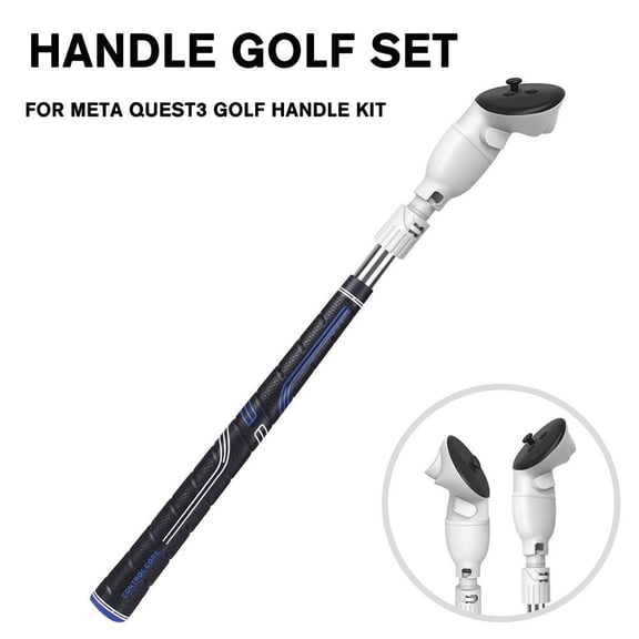 For Meta Quest 3 VR Tennis Baseball Clubs Accessories Kit, Adjustable Handle Grip Controller Set, Black