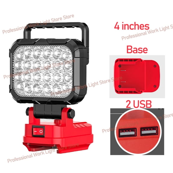 For Mil*wau*kee LED Work Lamp 4inch 18V Battery Accessory Tool Light Torch Flashlight Lantern Camping Portable Lighting