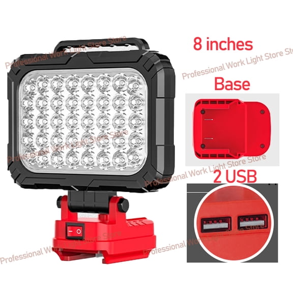 For Mil*wau*kee LED Work Lamp 8 inch 18V Battery Accessory Tool Light Torch Flashlight Lantern Camping Portable Lighting