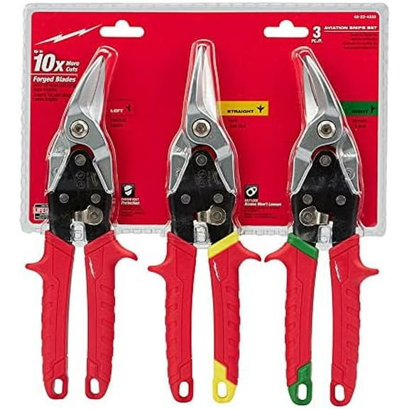 For Milwaukee 48-22-4533 10" 3 Piece Aviation Snip Set - Left, Right, and StraightINCLUDES:$$Tools & Hardware Other