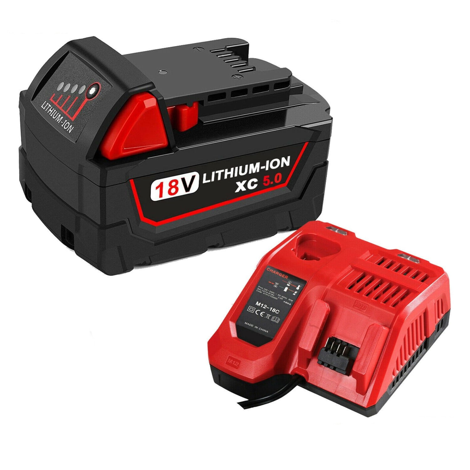 For Milwaukee M18 XC 5.5 AH Extended Lithium-ion Battery 48-11-1850 and Fast Charger