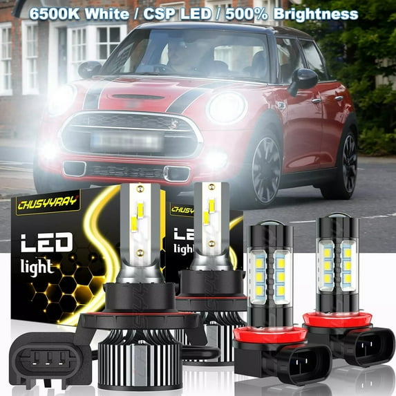 For Mini Cooper 2013 2014 2015 2016 - 4x Combo LED 9008 Headlight + H11 Fog Light Bulbs Kit White