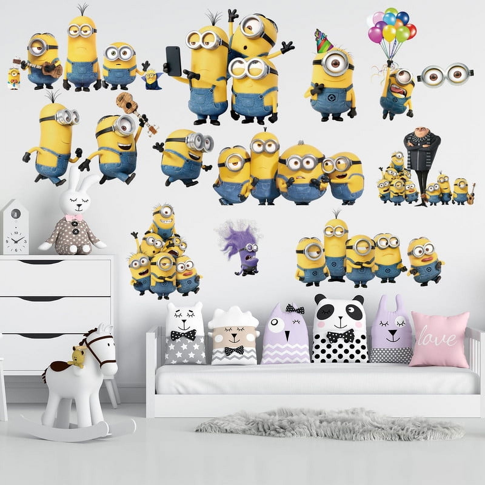 For Minions Theme For Despicable Me Wall Stickers,Waterproof Wall Decor Wallpaper 15.7x23.6 inch,Cartoon Art Wall Decals For Boys Girls Bedroom