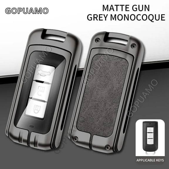 For Mitsubishi A 3 buttons key case Outlander 3 Protector Keychain Full Bag Shell Accessories Zinc alloy+leather Car Key Case