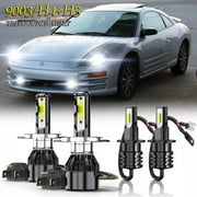For Mitsubishi Eclipse 2000 2001 2002 - LED Headlight + Fog Light Bulbs Kit 6000K White 4Pcs