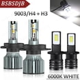 thumbnail image 1 of For Mitsubishi Eclipse 2000 2001 2002 White LED Headlight Fog Light Bulbs 9003+H3, 1 of 14