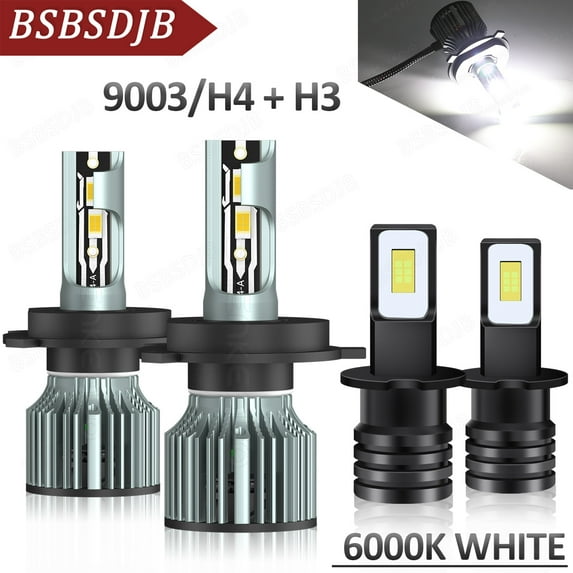 For Mitsubishi Eclipse 2000 2001 2002 White LED Headlight Fog Light Bulbs 9003+H3