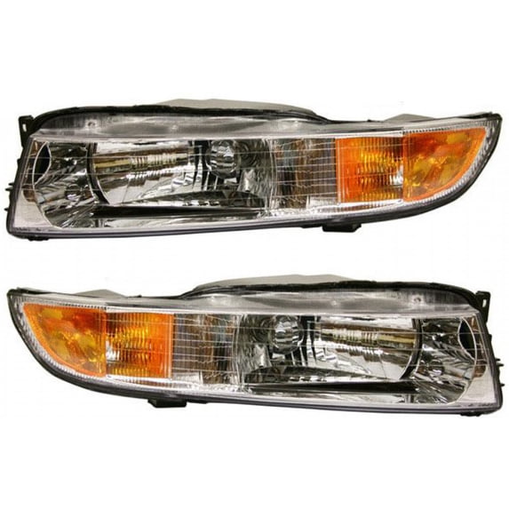 For Mitsubishi Galant 1999-2001 Headlight Assembly Pair Driver and Passenger Side Chrome | MI2502111 | MI2503111 | MR439549