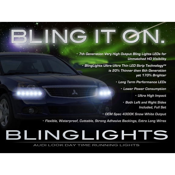 For Mitsubishi Galant LED DRL Light Strips Headlamps Headlights Head Lamps Day Time Running Strip Lights