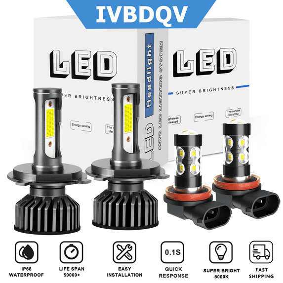 For Mitsubishi Mirage 2014-2019 LED Headlights Combo H4 High/Low Beam + H11 Fog Light Conversion Kit 4Pcs