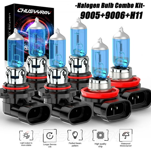 For Mitsubishi Outlander 2007-2013 Halogen Headlight High Low Beam Fog Light Bulbs Kit 5000K White 6x