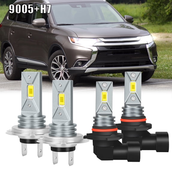 For Mitsubishi Outlander 2014-2018 4x 9005 H7 Headlight LED Combo Bulbs