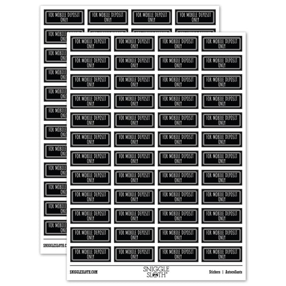 For Mobile Deposit Only Check Sticker Set - Black - Matte Finish - 1.25" Mini