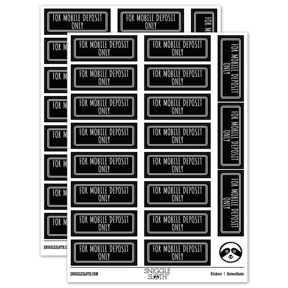 For Mobile Deposit Only Check Sticker Set - Black - Matte Finish - 2.00" Large