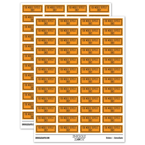 For Mobile Deposit Only Check Sticker Set - Orange - Gloss Finish - 1.25" Mini