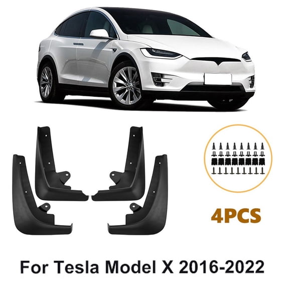 For Model X 2016-2022 Mud Flaps Set Of 4,Black ABS Splashes Guards For Front And Rear Wheels,Car Fender Protectors