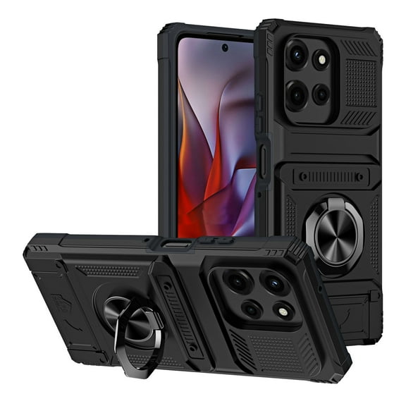 For Moto Edge 50 Fusion/Edge 50 Pro  Phone Case Magnetic bracket Card Holder Rotated Ring Kickstand Heavy Shockproof Wallet Case