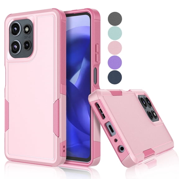 For Moto G Power 5G 2025 Case ,Sturdy Phone Case for Motorola Moto G Power 5G 2025, Tekcoo Shockproof Protection Heavy Duty Armor Hard Plastic & Rubber Rugged Bumper 2-in-1 Case Cover - Pink