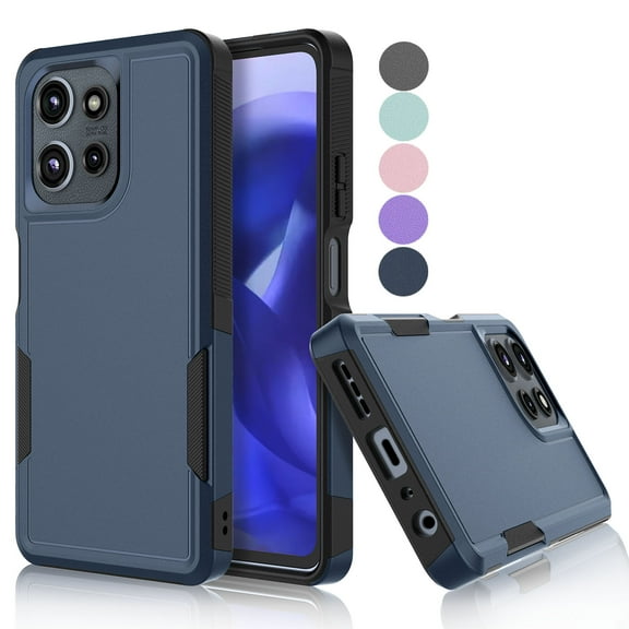 For Moto G Power 5G 2025 Case ,Sturdy Phone Case for Motorola Moto G Power 5G 2025, Tekcoo Shockproof Protection Heavy Duty Armor Hard Plastic & Rubber Rugged Bumper 2-in-1 Case Cover - Navy Blue