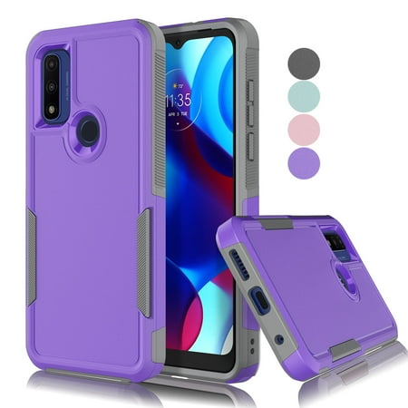 For Moto G Pure / G Power 2022 Case, 2 in 1 Heavy Duty Armor Shockproof Tough Hybrid Dual Layer Rubber Drop Protection Soft Bumper Rugged Protective Phone Cover Case for Moto G Pure -Purple