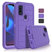 For Moto G Pure / Moto G Power 2022 Cases, Phone Case for Moto G Pure / G Power 2022 6.5", Tekcoo Shockproof Heavy Duty Armor Plastic & Rubber Rugged Bumper 3-in-1 Case Cover -Purple
