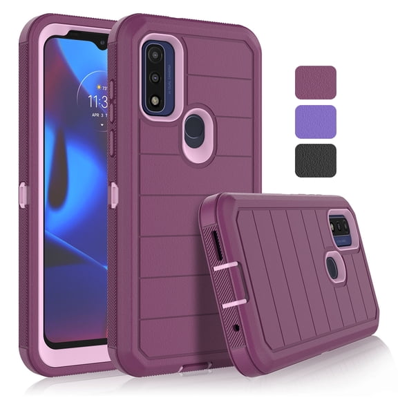 For Moto G Pure / Moto G Power 2022 Cases, Phone Case for Moto G Pure / G Power 2022 6.5", Tekcoo Shockproof Heavy Duty Armor Plastic & Rubber Rugged Bumper 3-in-1 Case Cover -Red