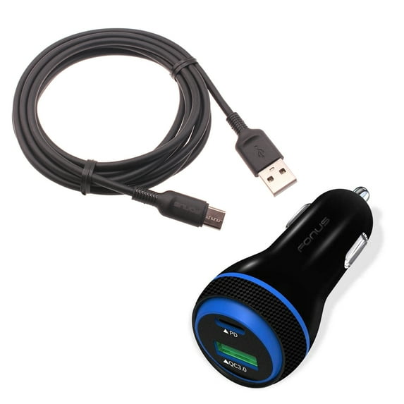 For Moto G Stylus 5G (2023) Quick Car Charger - 43W 2-Port USB Cable Type-C PD Power Adapter DC Socket for Motorola Moto G Stylus 5G (2023) Phone