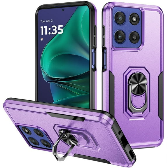 For Moto G Stylus 5G 2025 Tough Hybrid With Ring Stand Case - Purple
