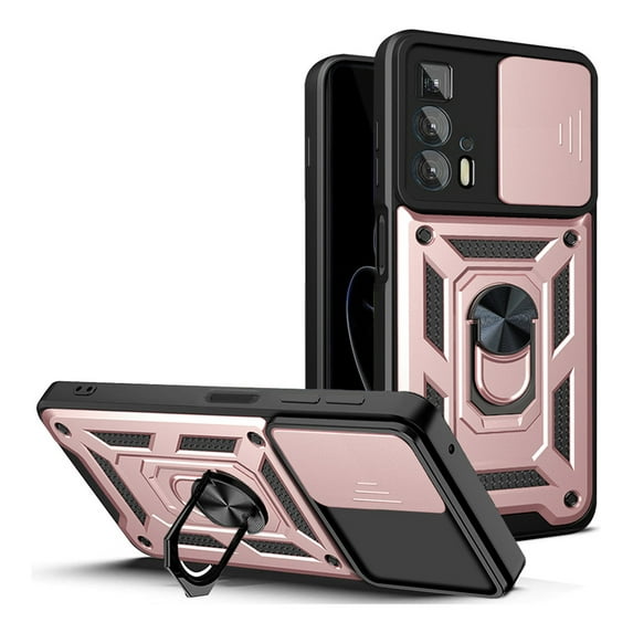 For Motorola E22 E22i Phone Case, Impact Resistant Metal Ring Magnetic Support Kickstand Drop Protector Cover