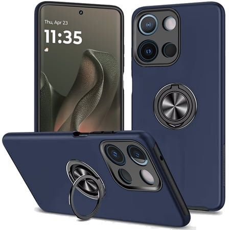 For Motorola Edge 2025 CHIEF Oil Painted Magnetic Ring Stand Hybrid Case Cover - Dark Blue