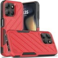 thumbnail image 1 of For Motorola Edge 2025 Lined Shockproof Hybrid Cell Phone Cover Case - Red, 1 of 5