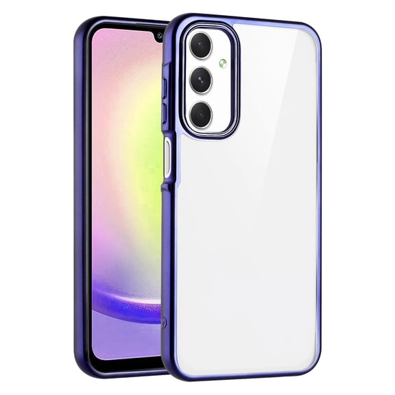 For Motorola Edge 5G 2025 Transparent Acrylic Electroplating Edge Camera Cover Shockproof Protective Hybrid Case Cover Purple