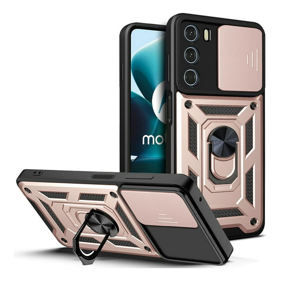 For Motorola G200 G05 Phone Case, Impact Resistant Metal Ring Magnetic Support Kickstand Drop Protector Cover