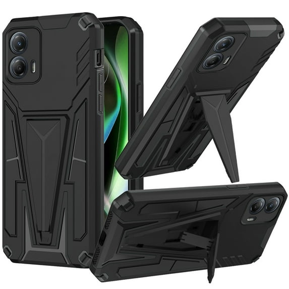 For Motorola MOT G 5G 2023 Alien Design Shockproof Kickstand Magnetic Hybrid Case Cover - Black