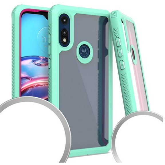 For Motorola Moto E 2020 XT2052DL / Moto E7 XT20522PP Prozkin Shockproof Hybrid Phone Cover Case + Tempered Glass - Teal