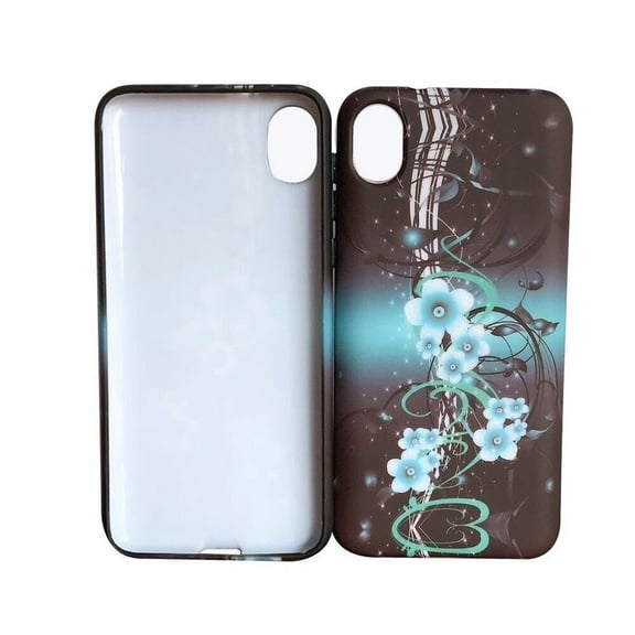 For Motorola Moto E6 XT2005DL XT2005 XT2005-1PP 2019 TPU 1-Piece Cover Cell Phone Case - Aqua Flower