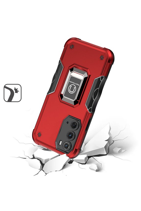 For Motorola Moto Edge (2022) Hybrid Cases with Magnetic Ring Holder Stand Kickstand Heavy Duty Rugged Shockproof Cover ,Xpm Phone Case [ Red ]