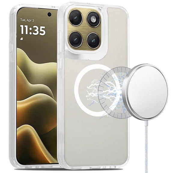For Motorola Moto Edge 2026 [Magnetic Circle] Smooth Safe Matte Feel Hybrid Case - Clear
