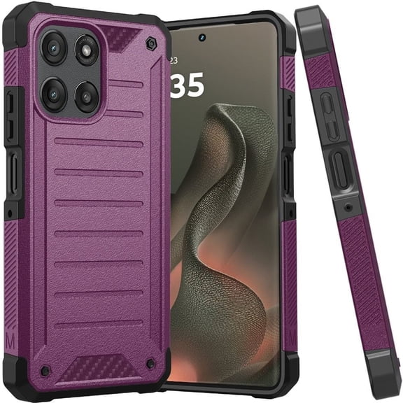 For Motorola Moto Edge 2026 Premium Tough Lined Design Hybrid Case Cover - Dark Purple