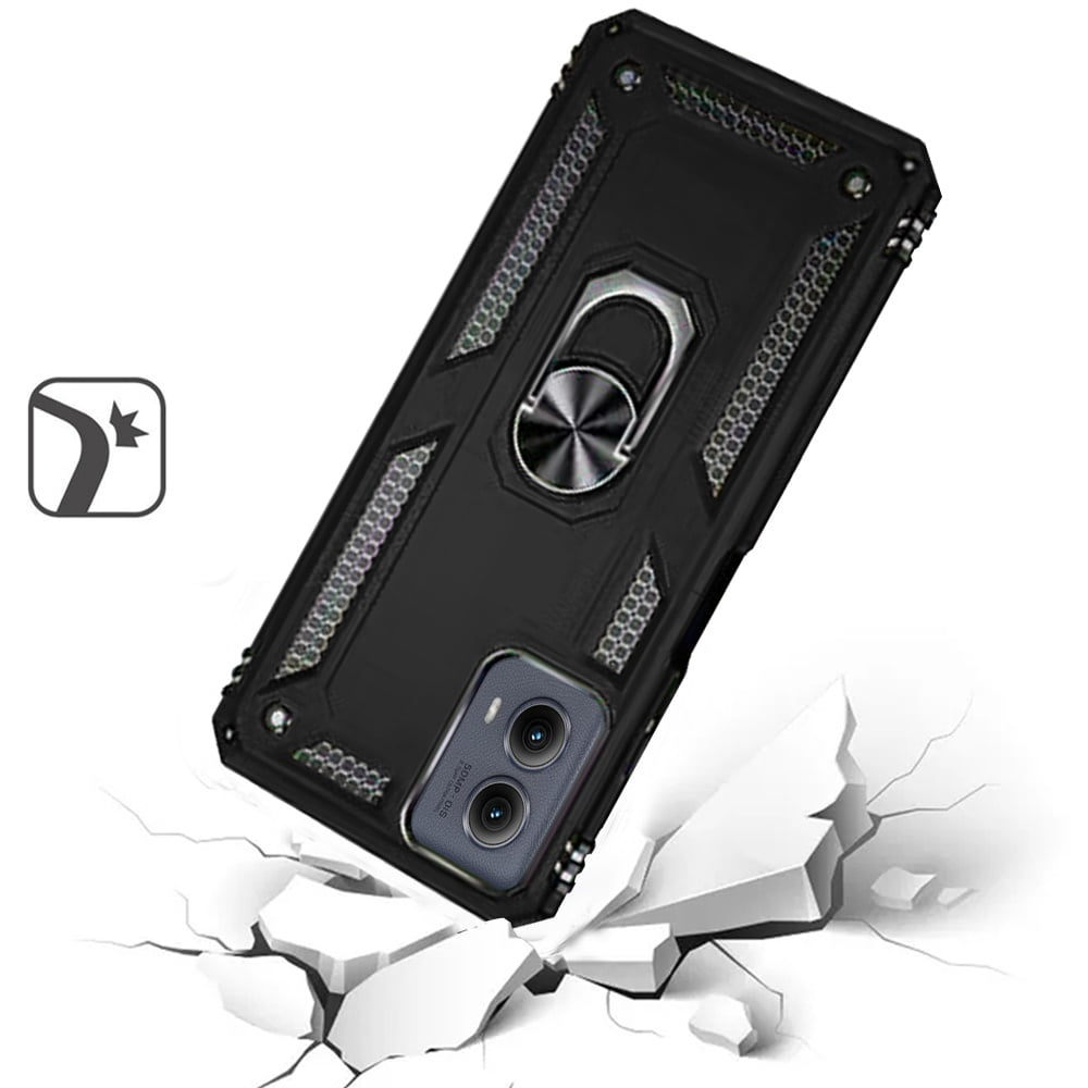 For Motorola Moto Edge 5G 2024 Ring Kickstand Hybrid Black