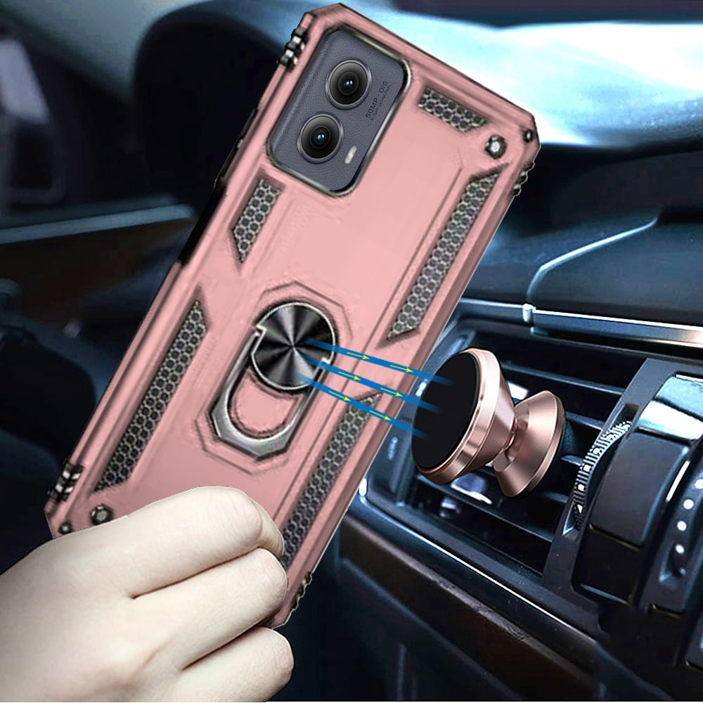 For Motorola Moto Edge 5G 2024 Ring Kickstand Hybrid Rose