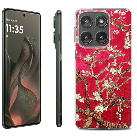 For Motorola Moto Edge 5G 2025 Protective Shockproof Phone Case, by OneToughShield - Almond Blossom Red