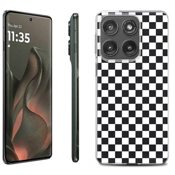 For Motorola Moto Edge 5G 2025 Protective Shockproof Phone Case, by OneToughShield - Checker B/W