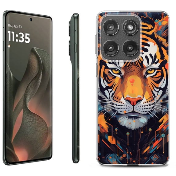 For Motorola Moto Edge 5G 2025 Protective Shockproof Phone Case, by OneToughShield - Cyberpunk Tiger