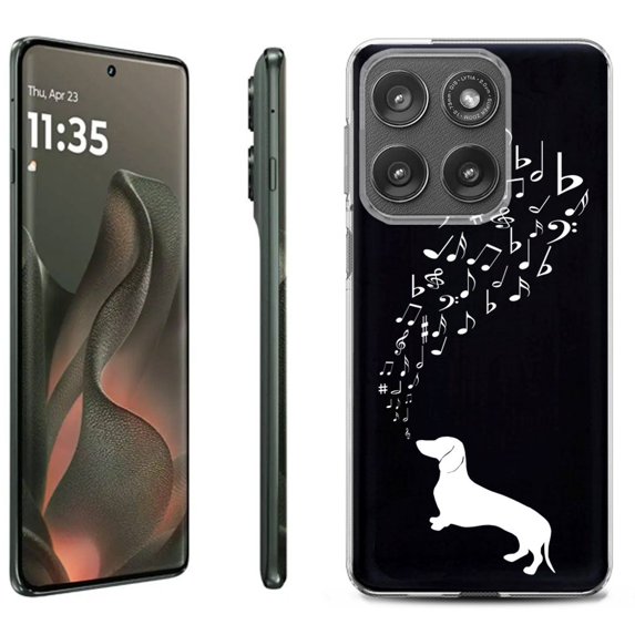For Motorola Moto Edge 5G 2025 Protective Shockproof Phone Case, by OneToughShield - Dachshund/Puppy Music