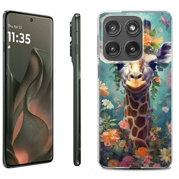 For Motorola Moto Edge 5G 2025 Protective Shockproof Phone Case, by OneToughShield - Giraffe Flower
