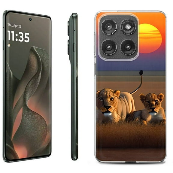 For Motorola Moto Edge 5G 2025 Protective Shockproof Phone Case, by OneToughShield - Lion Sunset